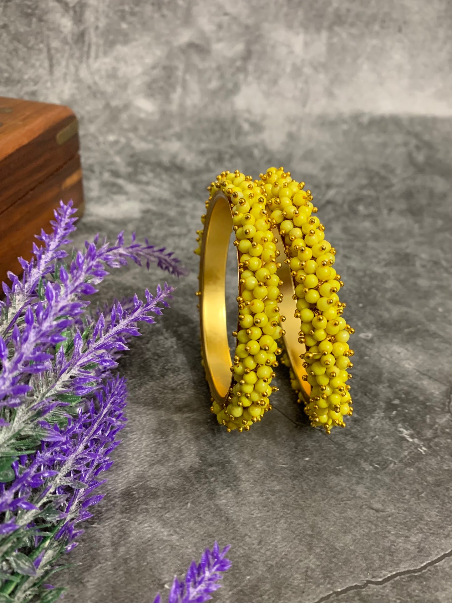 Piper bangle in Lemon yellow