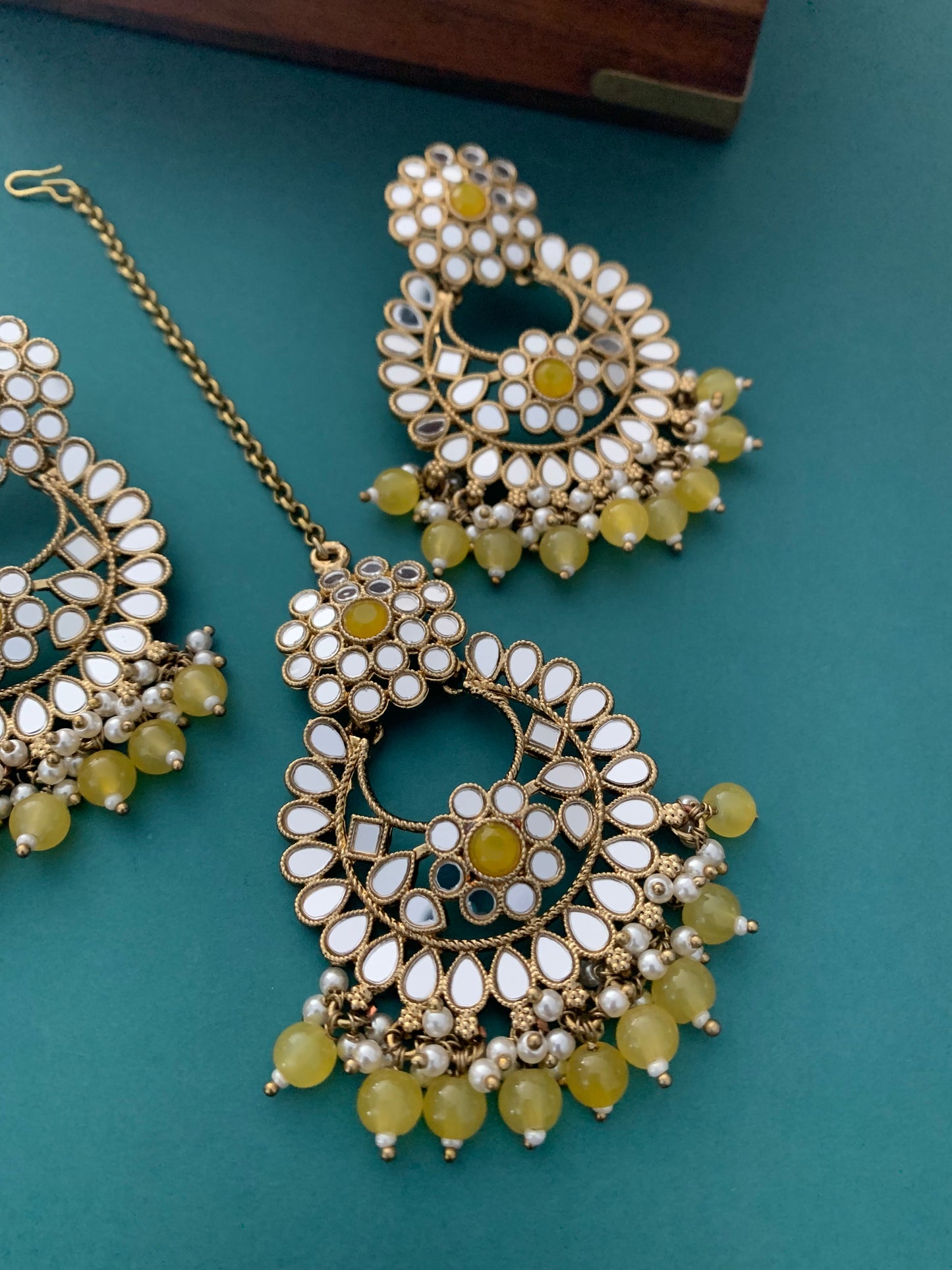Missy chandbali mirror yellow