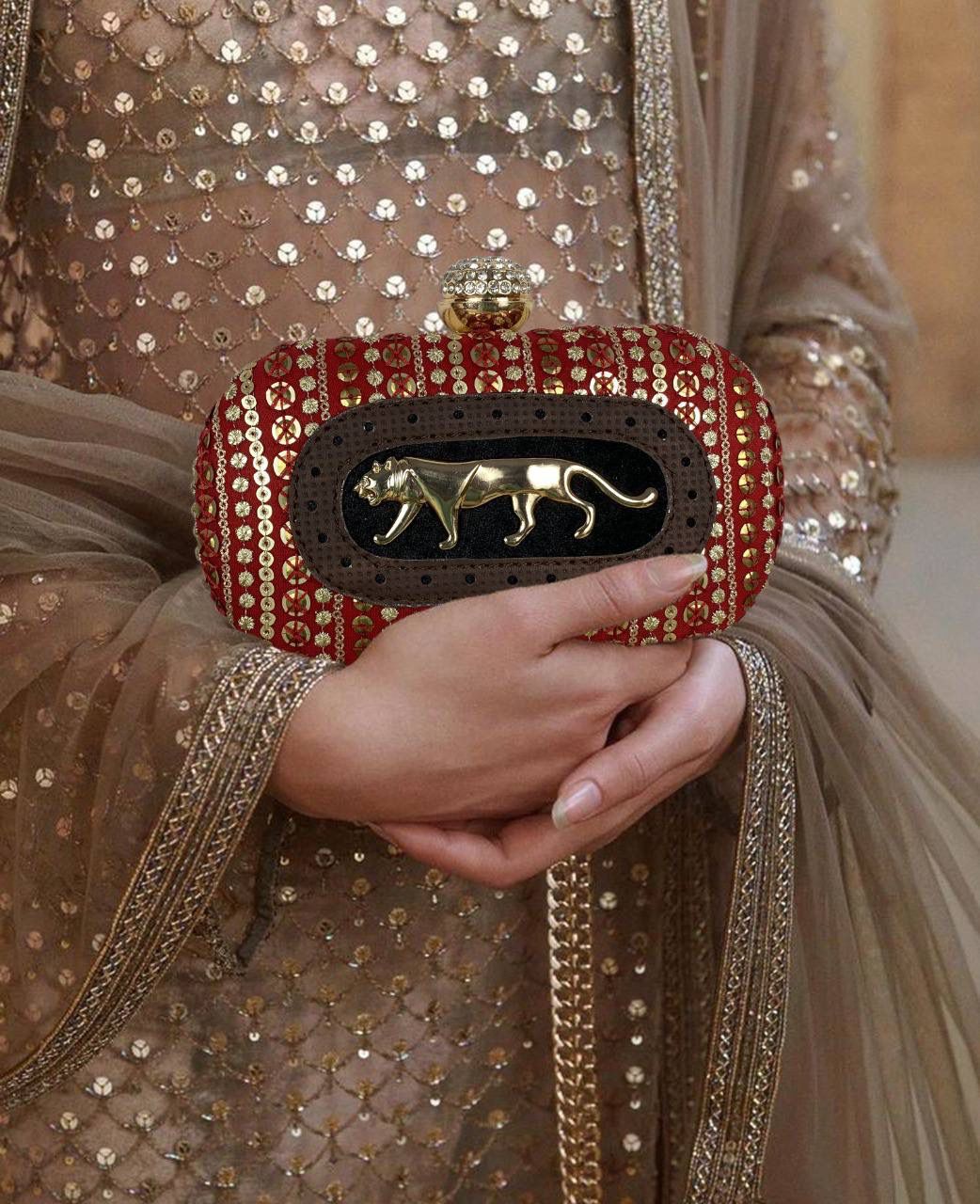 Women’s handbag/clutch/metal clutch/tiger clutch