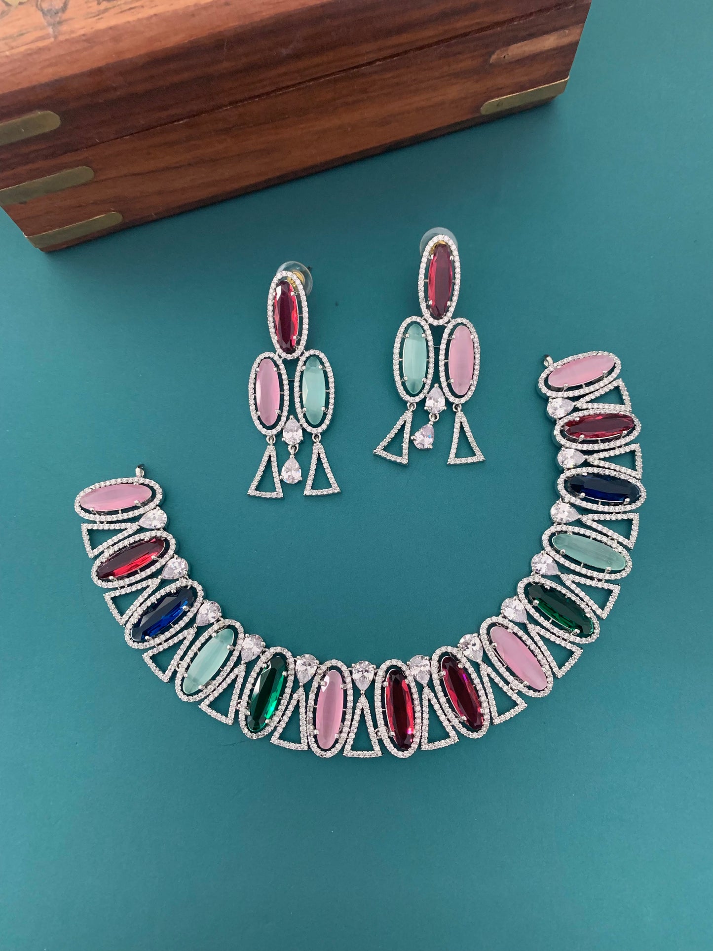 Kara american diamond necklace in multi