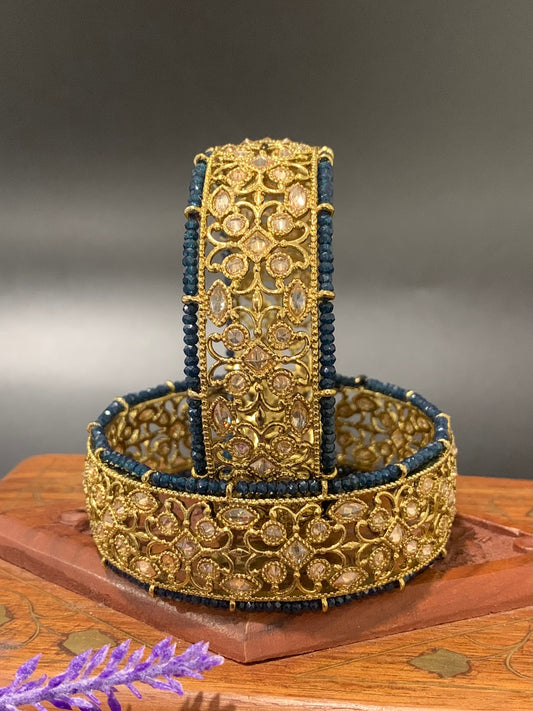 Polki bangle / kada / bala in sapphire blue