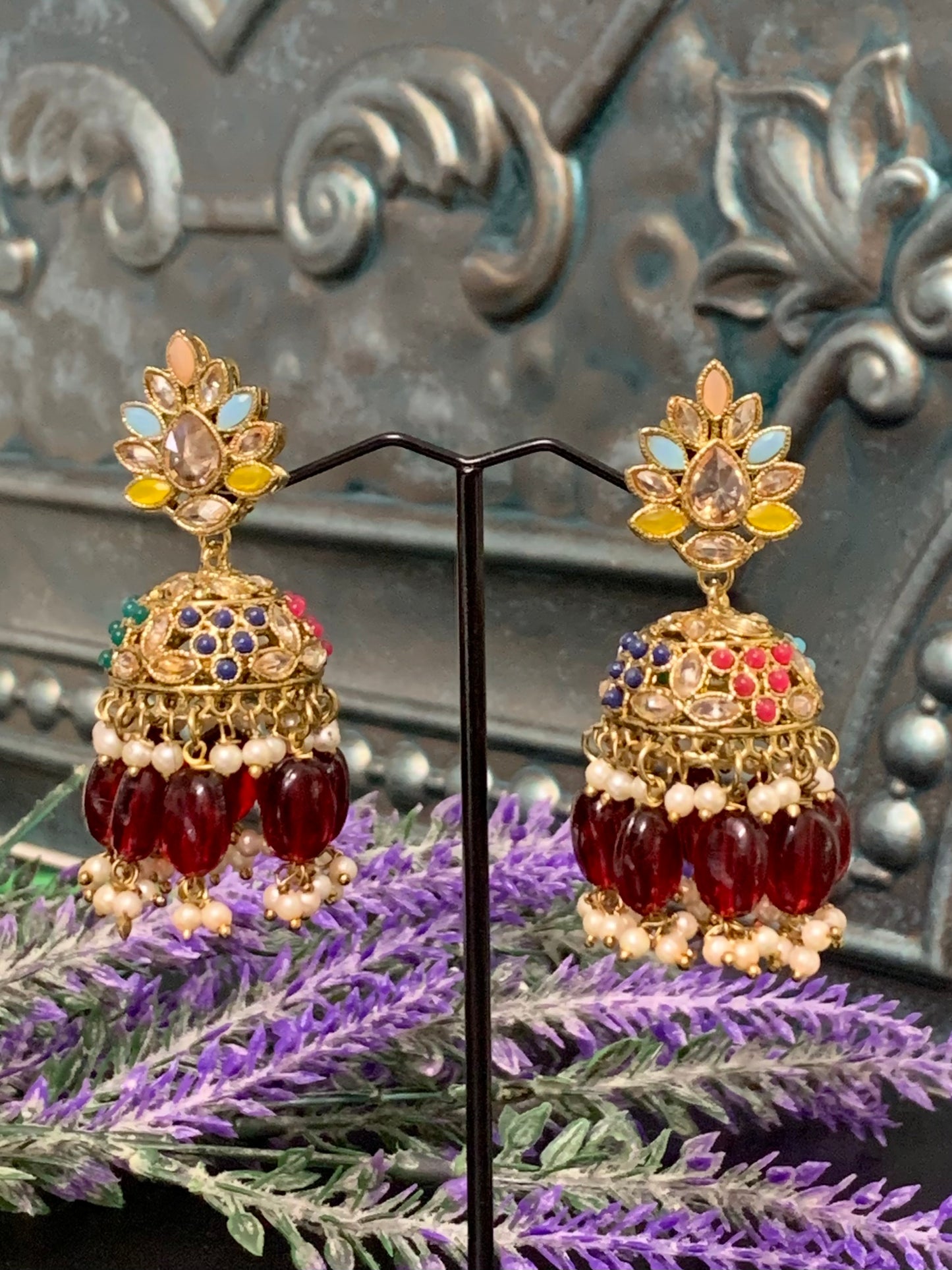 Vega deshi polki necklace multi /orange /