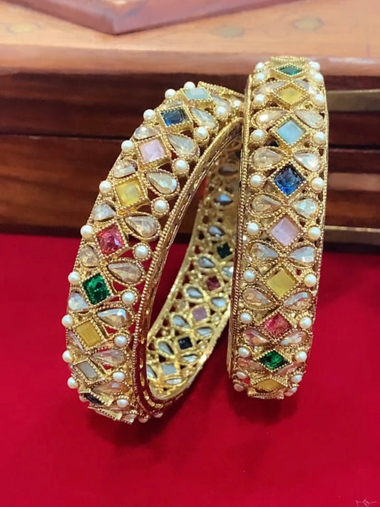Polki bangle/ kada in Multi stone work