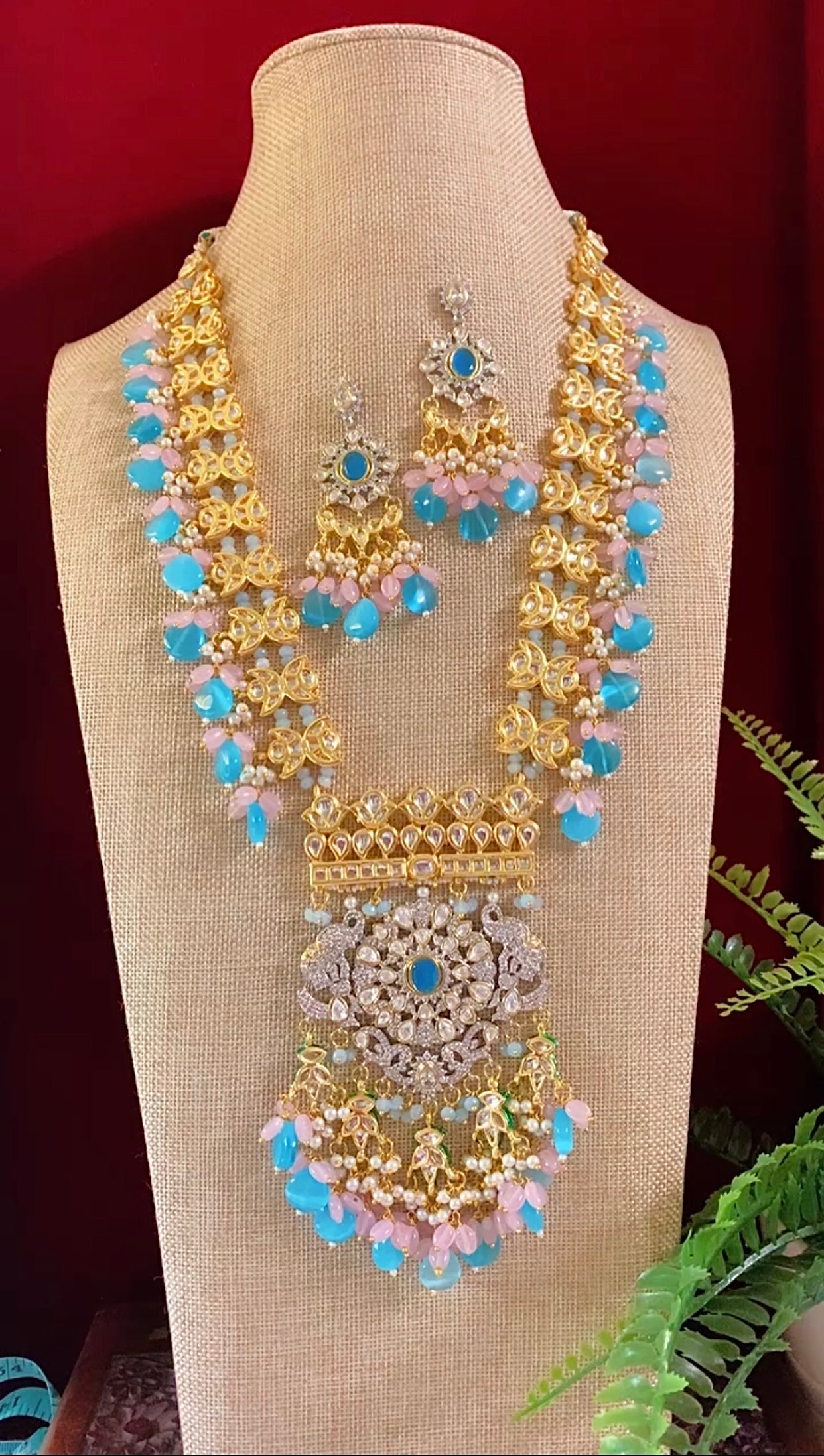 Sabyasachi inspired long pastel mala set with matching earring