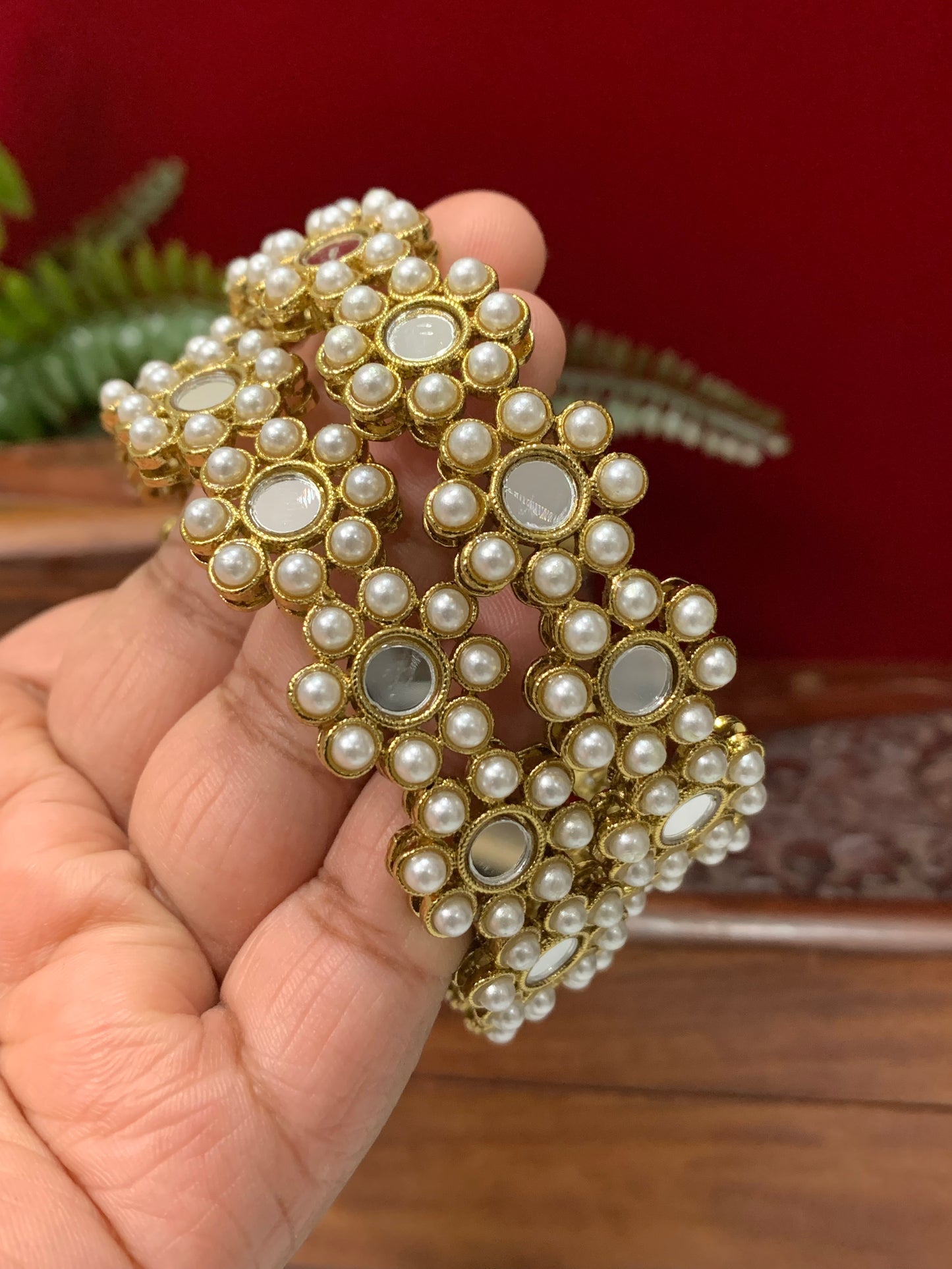 Mirror bangles flower kada