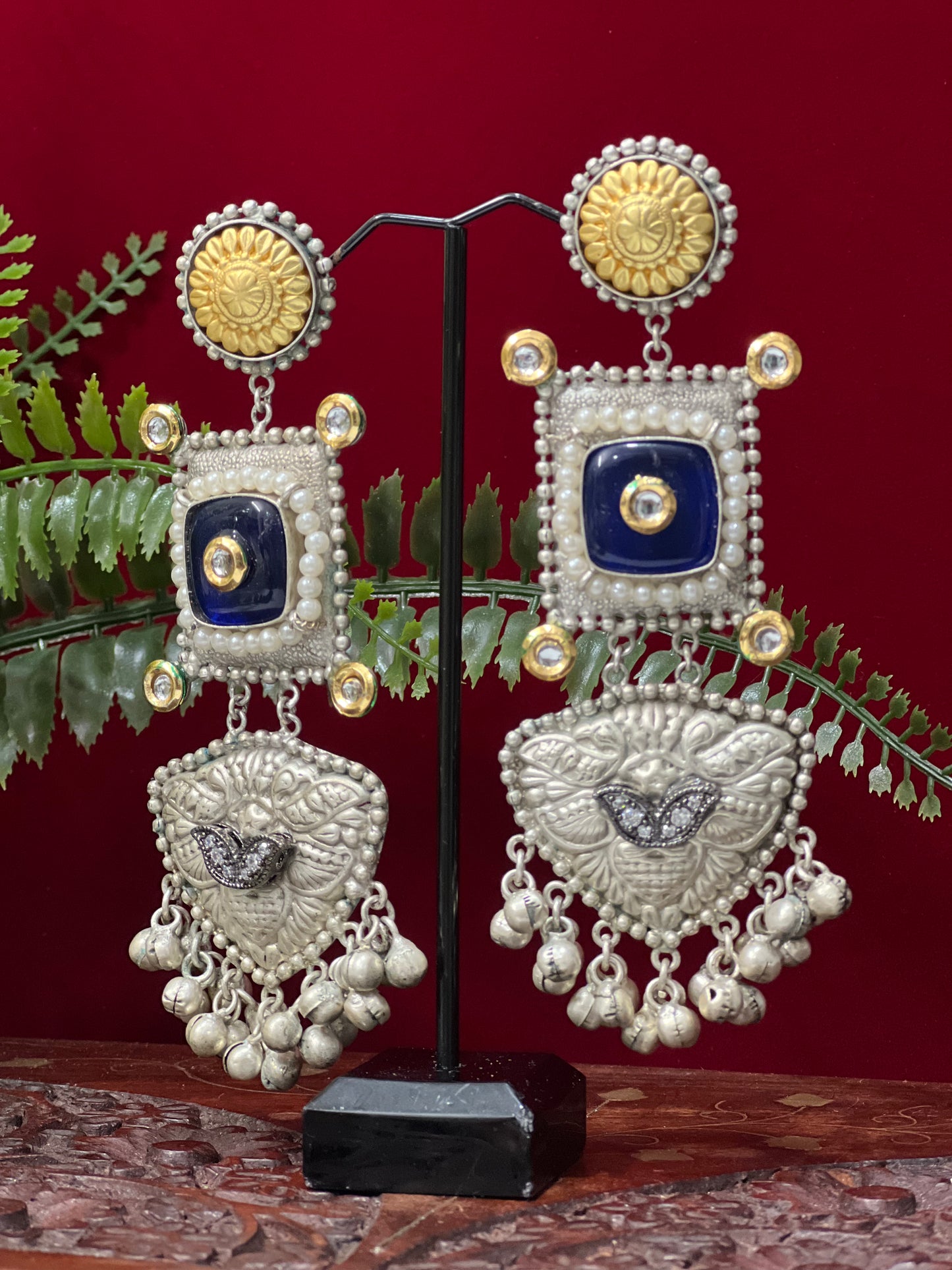 Silver replica fusion earring