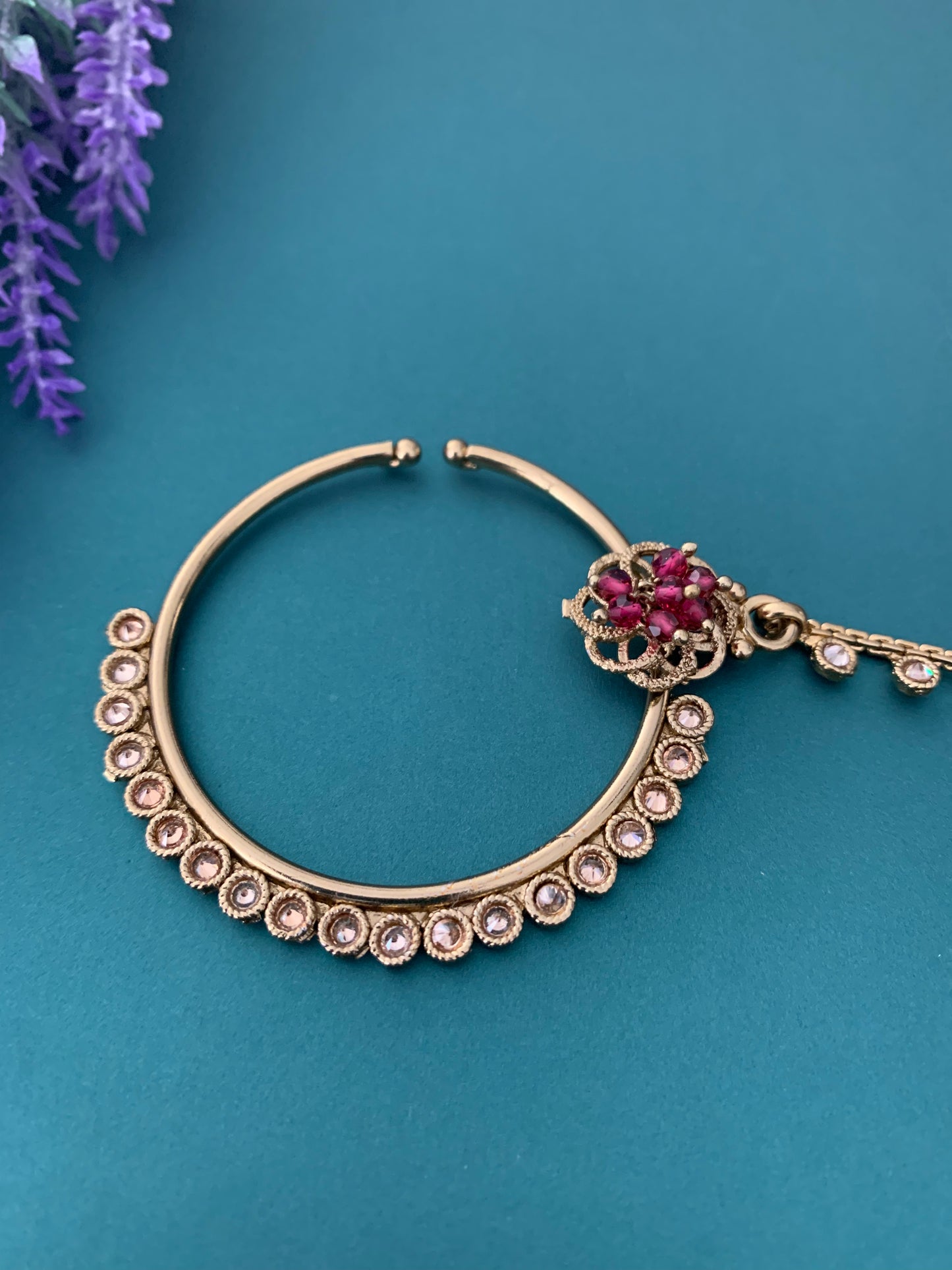 Antique Nath/Nose ring with chain
