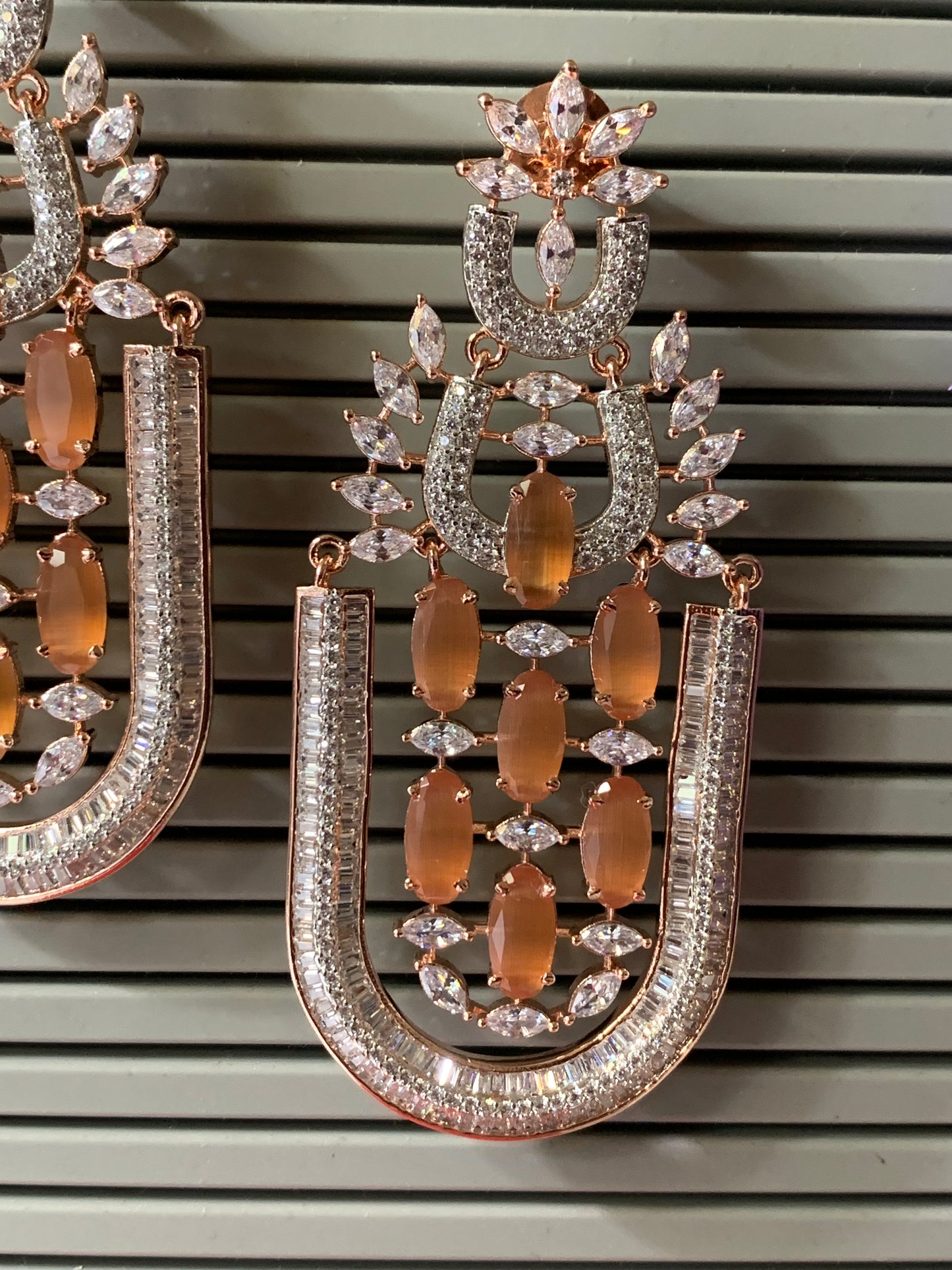 American diamond / AD /CZ earring colored stone details