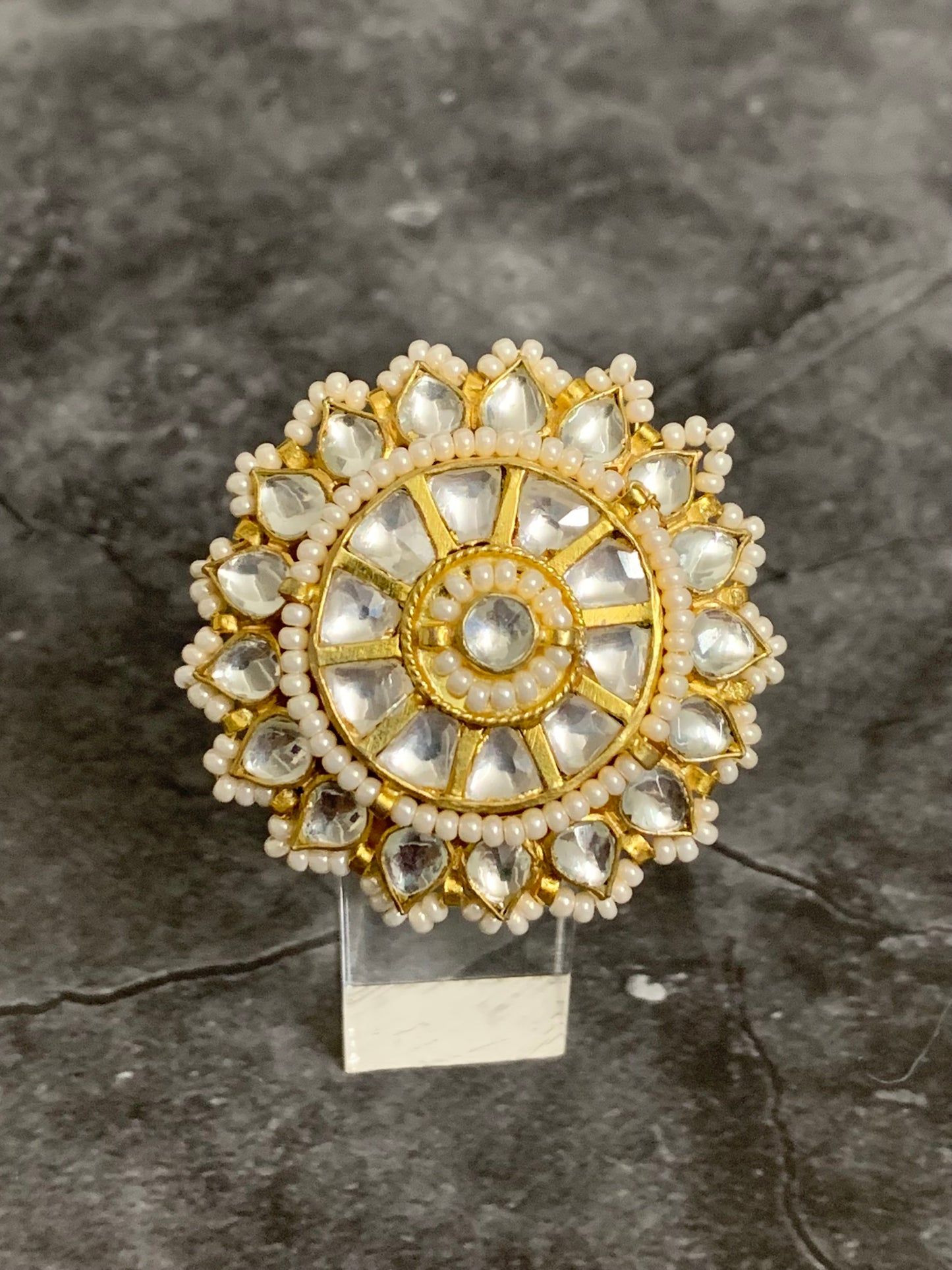 Saniya pachi kundan ring