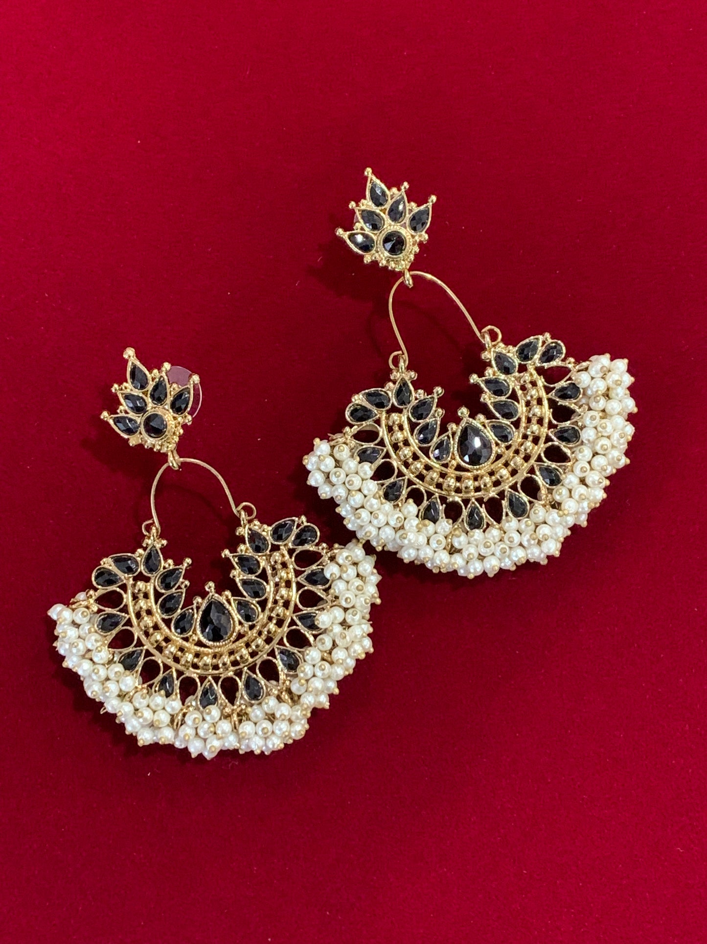 Kundan chandbali Blossom in black