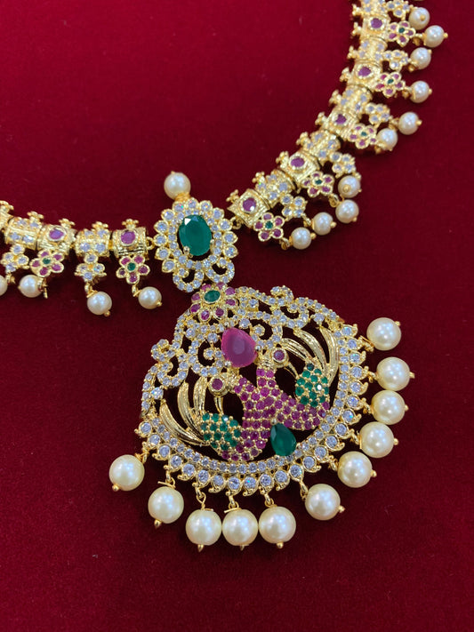 Temple necklace with matching earring