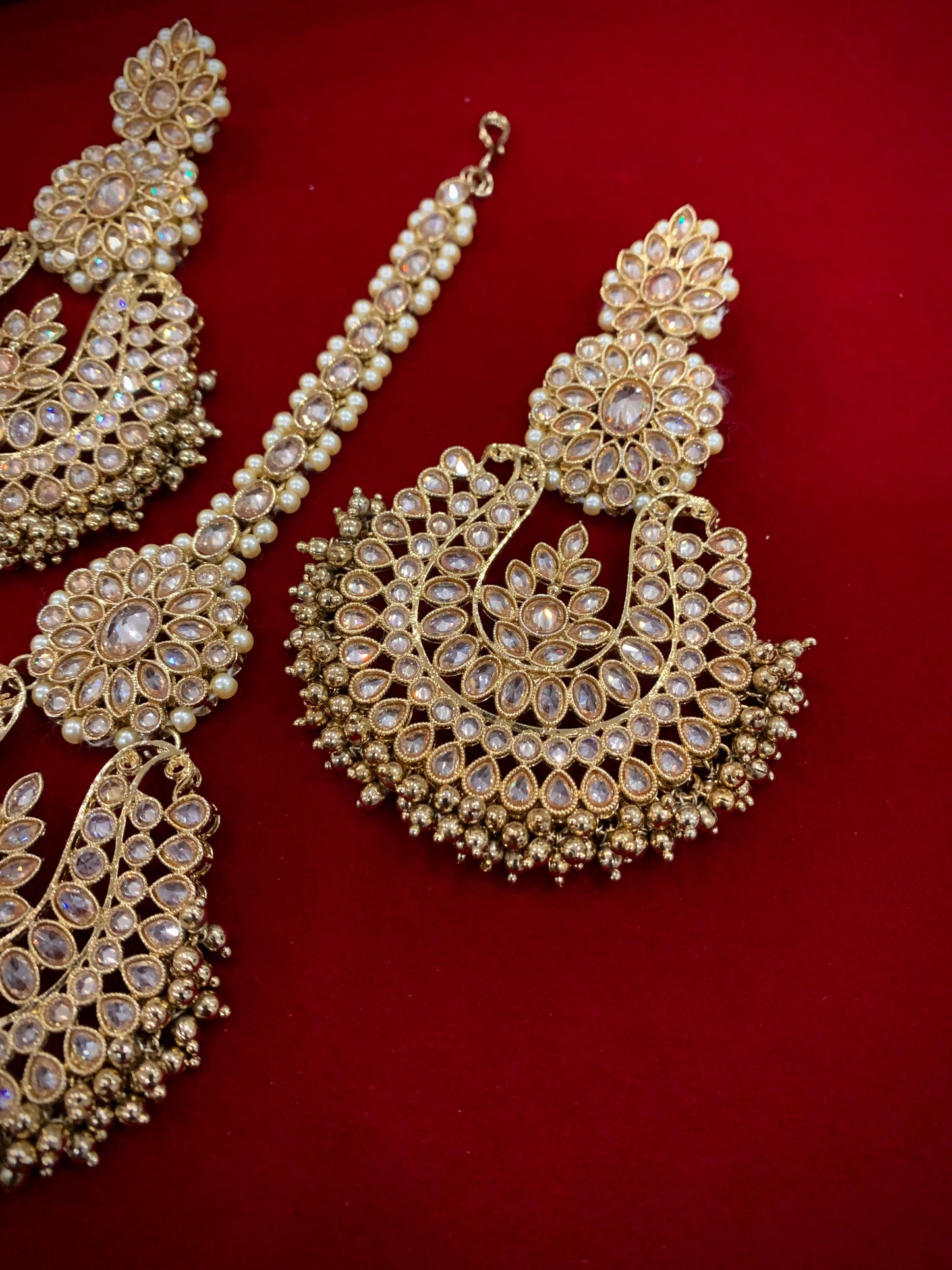 Polki chandbali style earring Tikka get Gold Lola