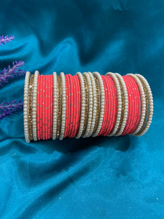Coral pink bangle set Gulnaz 2.6