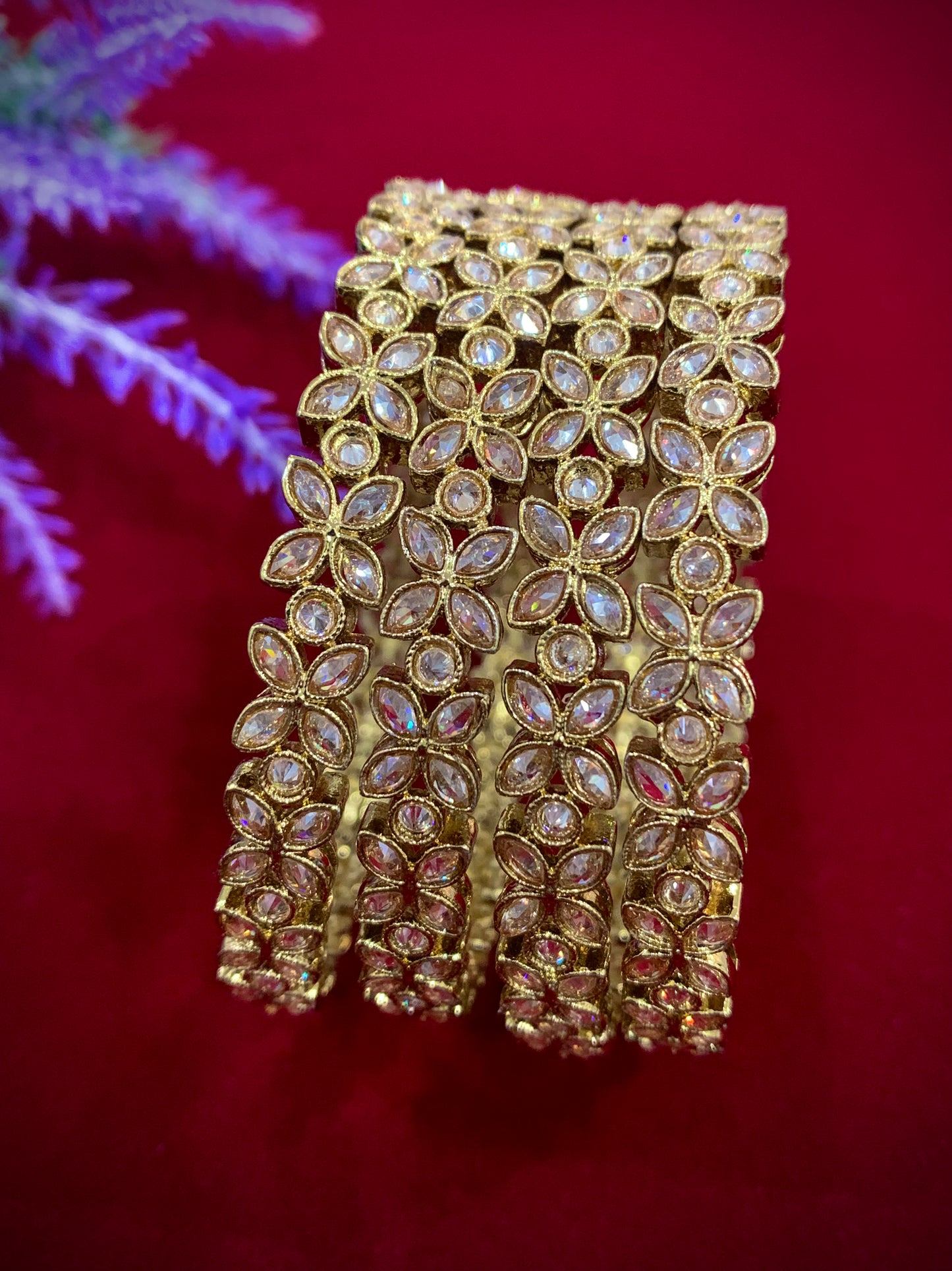 Polki bangle Jasmin in antique gold set of 4