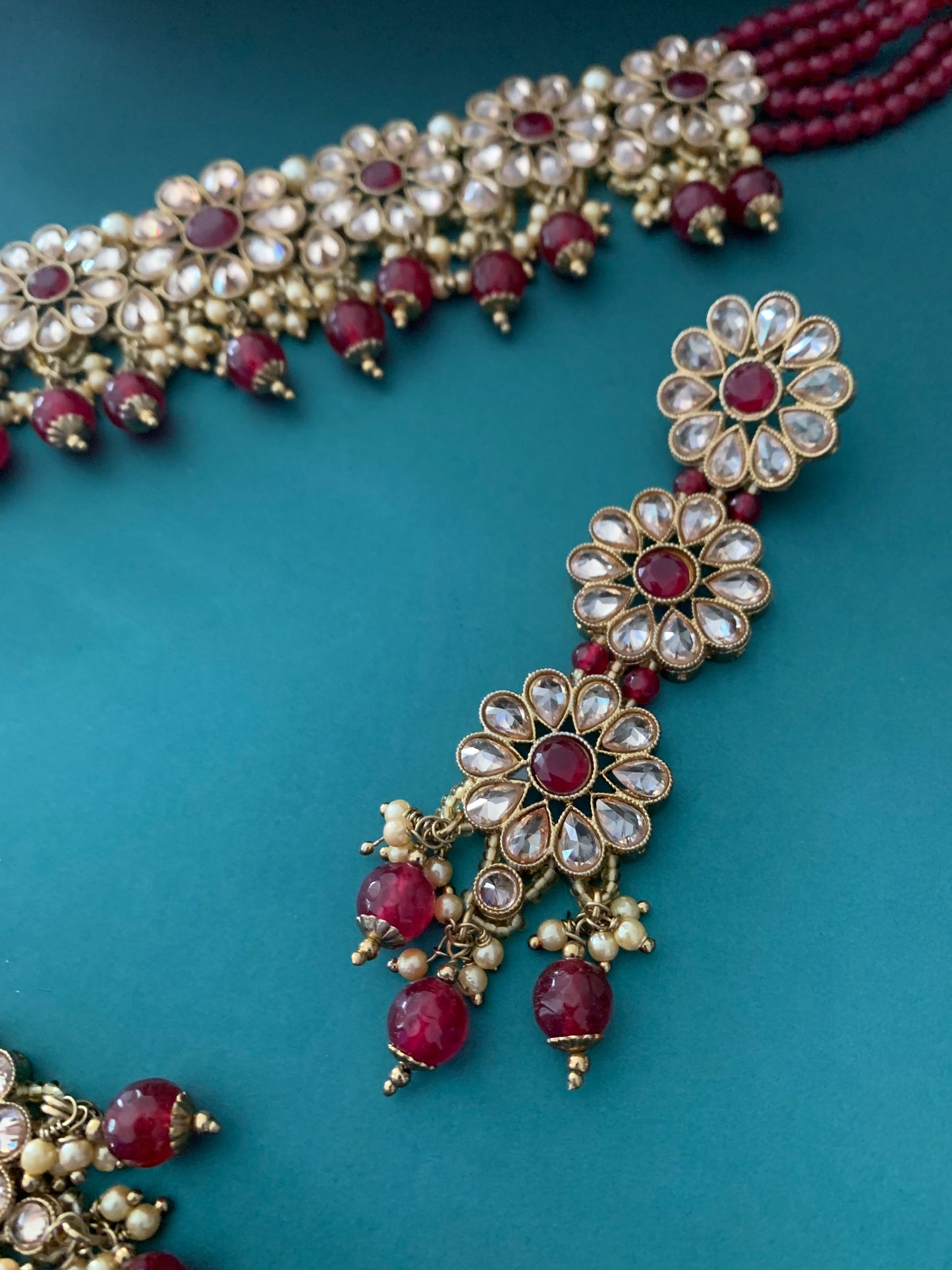 Kavita polki necklace in maroon red