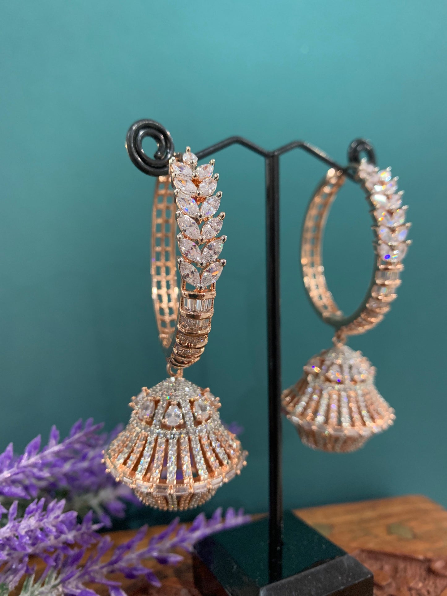 Rose gold American diamond hoop Janet