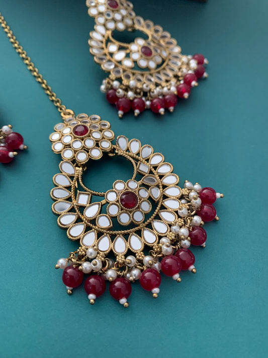 Missy chandbali mirror maroon