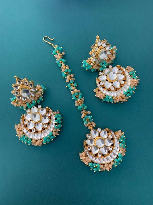 Pachi kundan chandbali tikka set