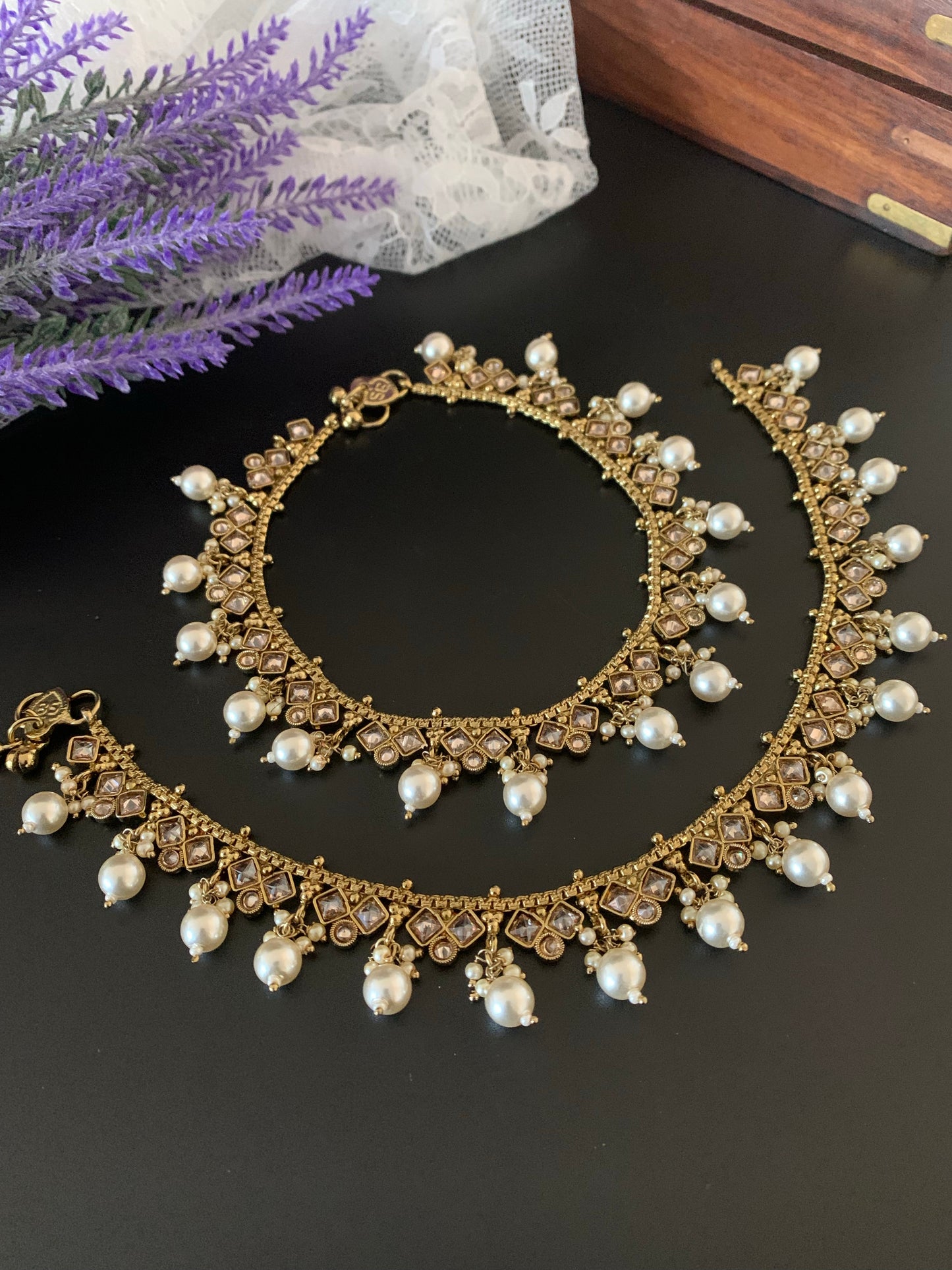 Antique polki anklet