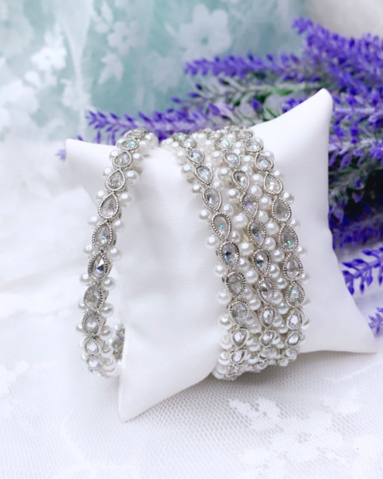 Silver polki bangle set “Hazel”