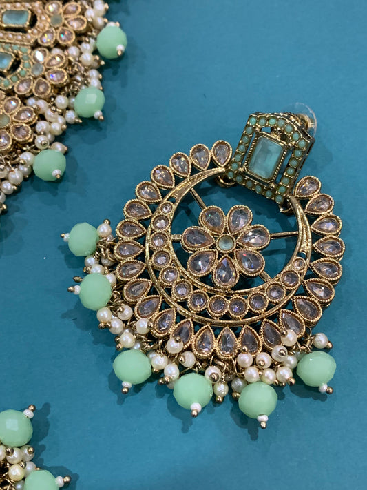 Anuska polki choker in mint