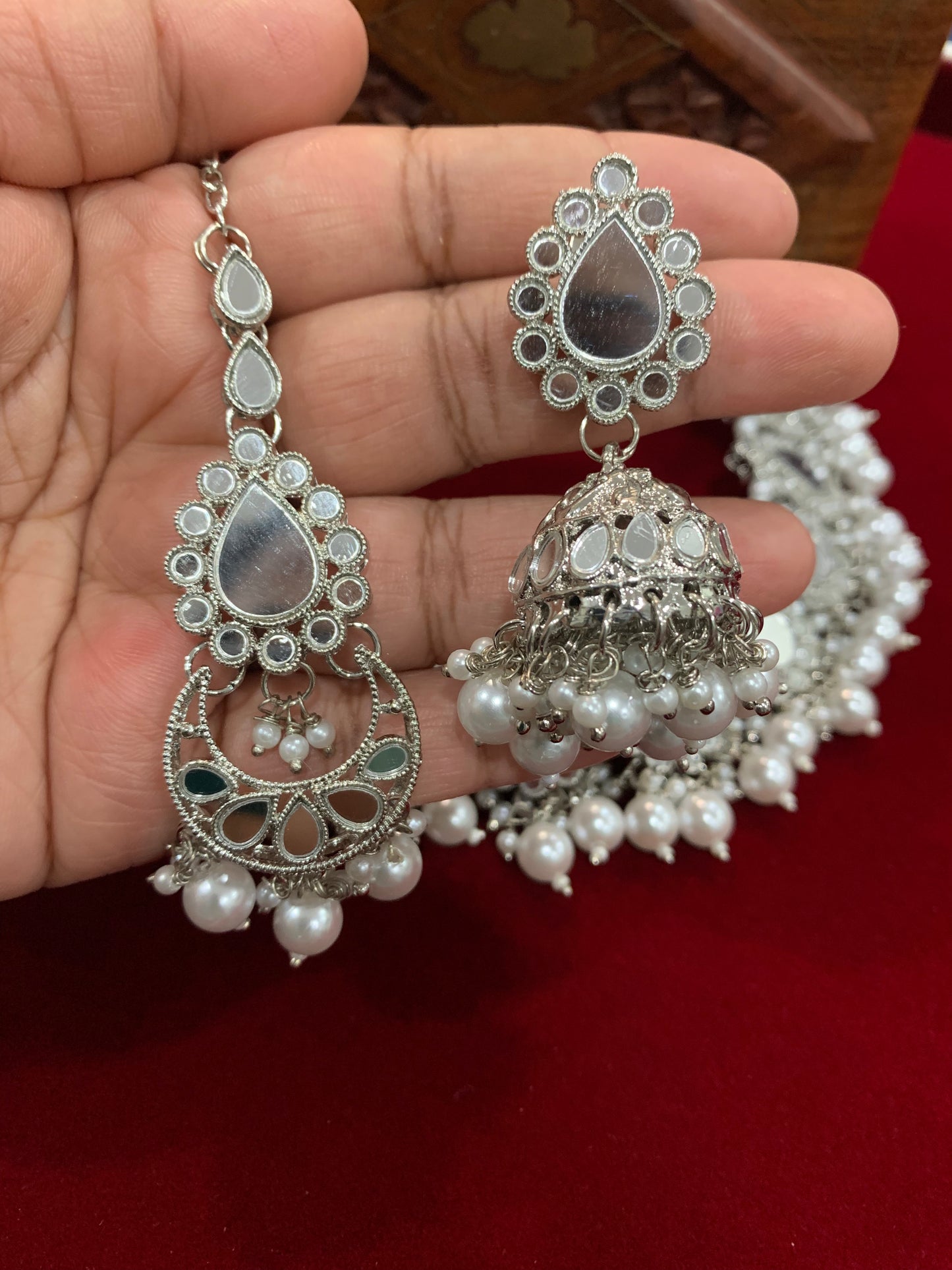 Silver mirror choker / necklace Viola