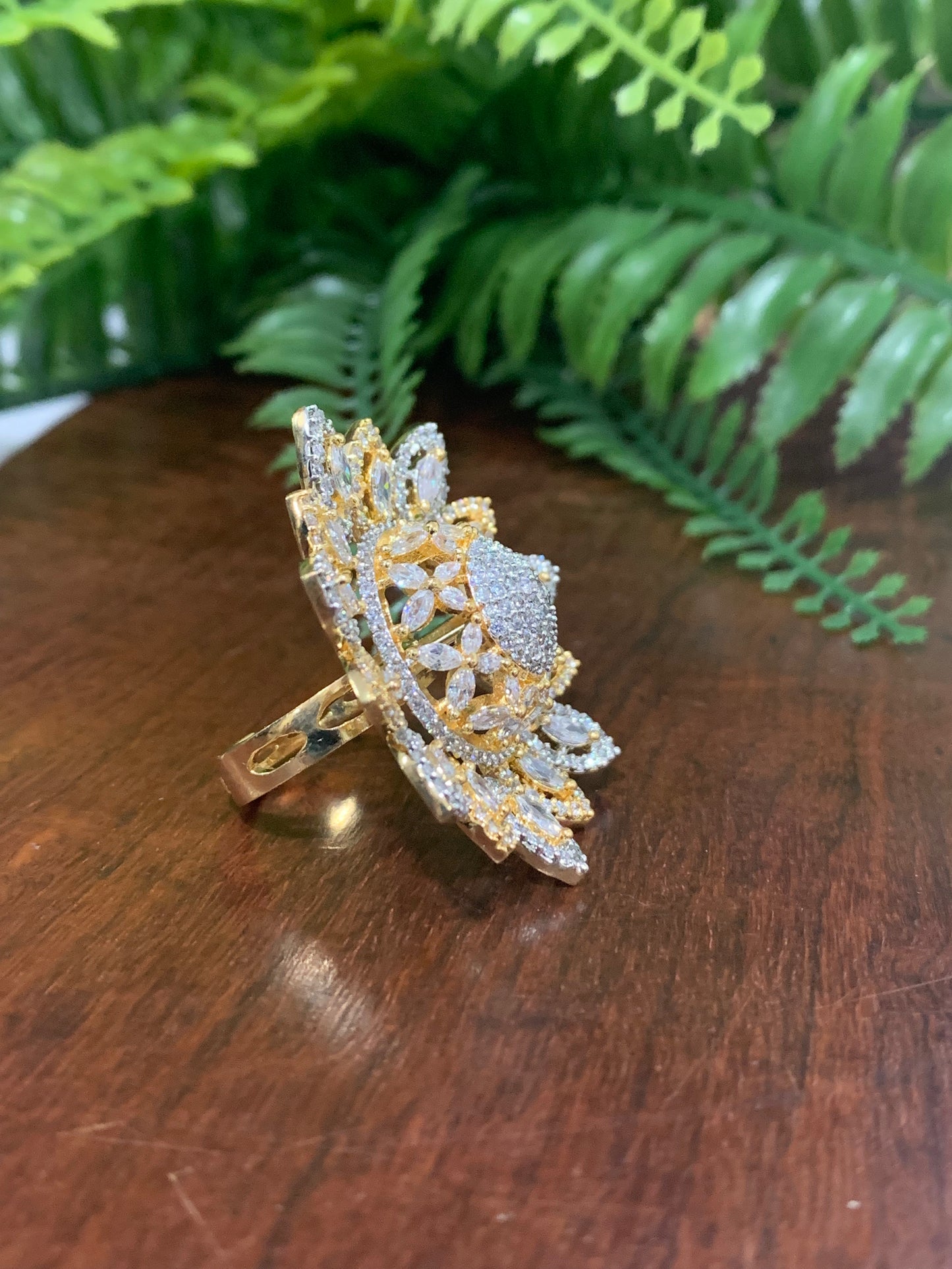 American diamond statement adjustable ring