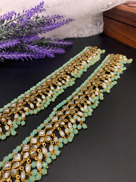 Kundan Anklet with bead work.