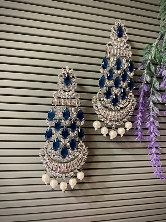 American diamond / AD /CZ earring carved stone details