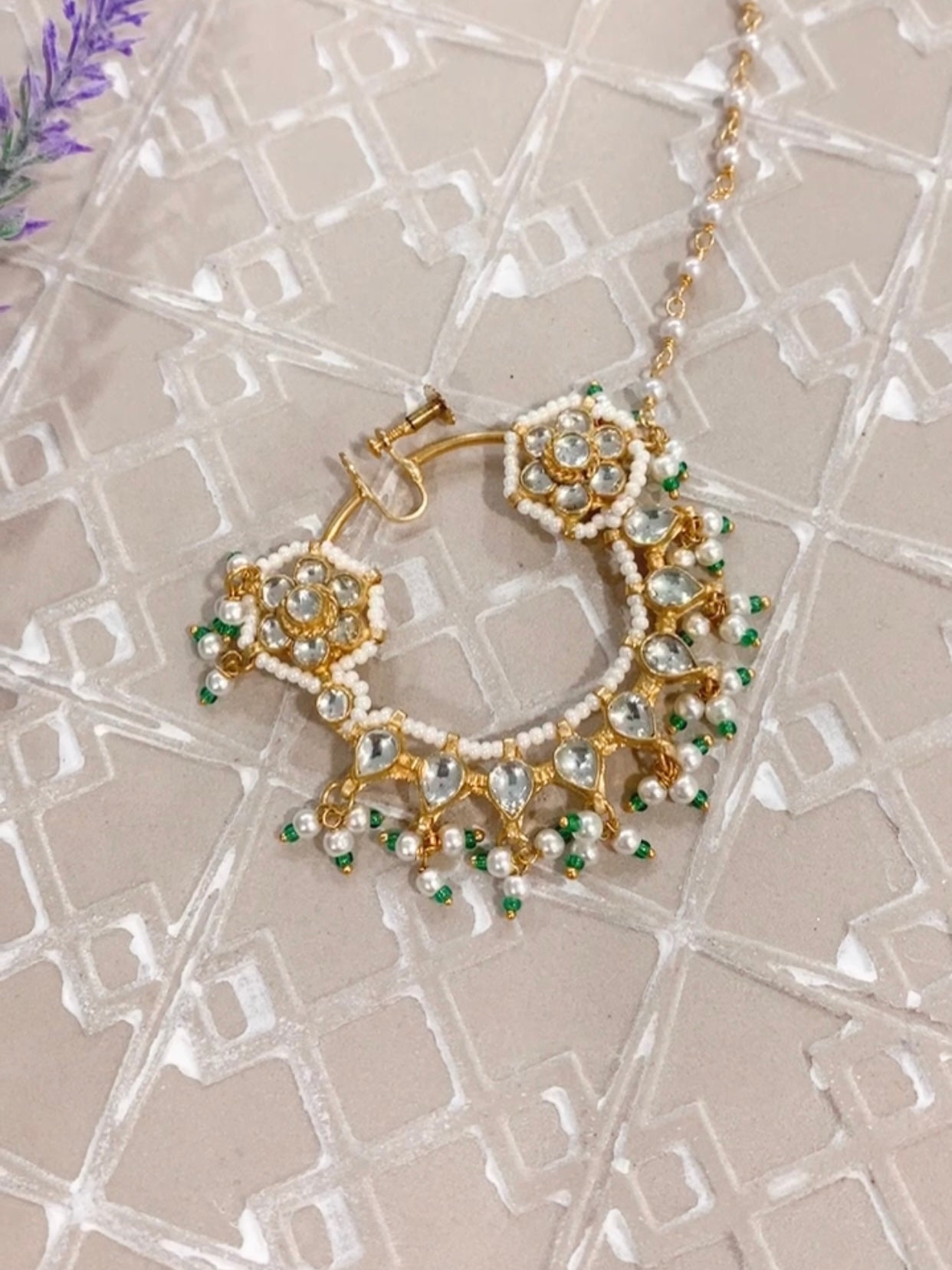 Pachi kundan nath/nose ring