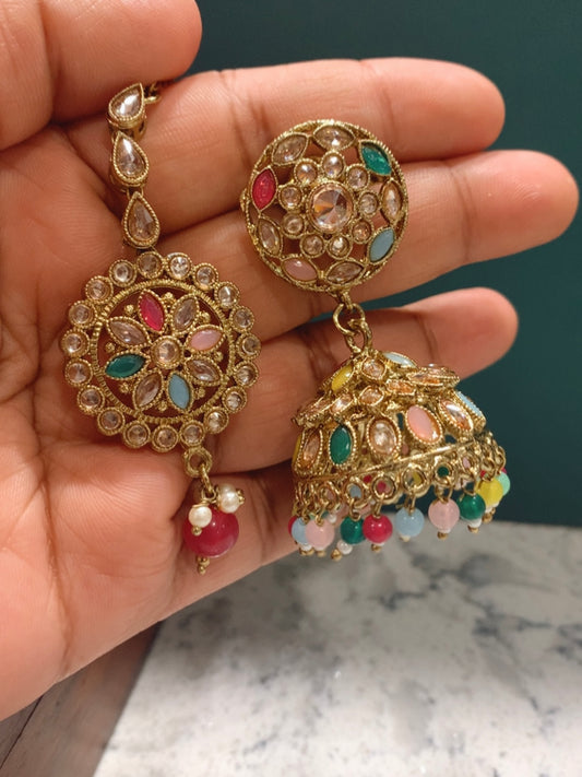 Multi color jhumki Tikka