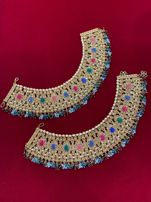 Suri bridal anklet / payal / nupur in multi