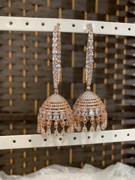 American diamond hoop jhumki