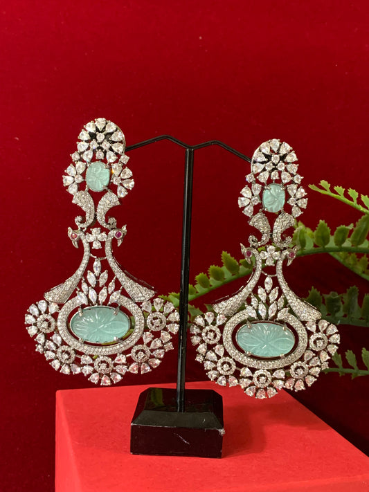 American diamond / AD /CZ earring carved stone details