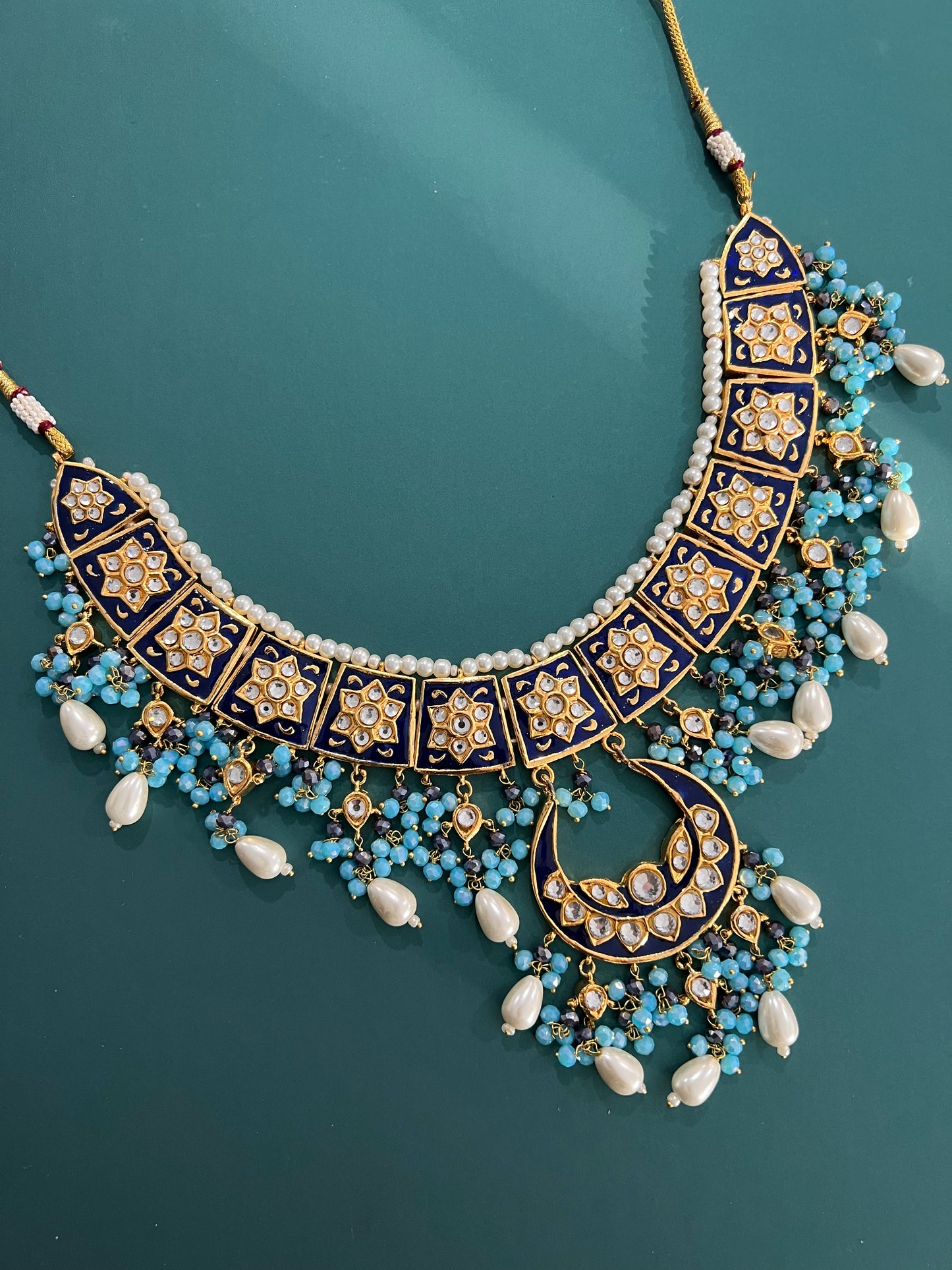 Pakistani Multani thappa necklace in blue