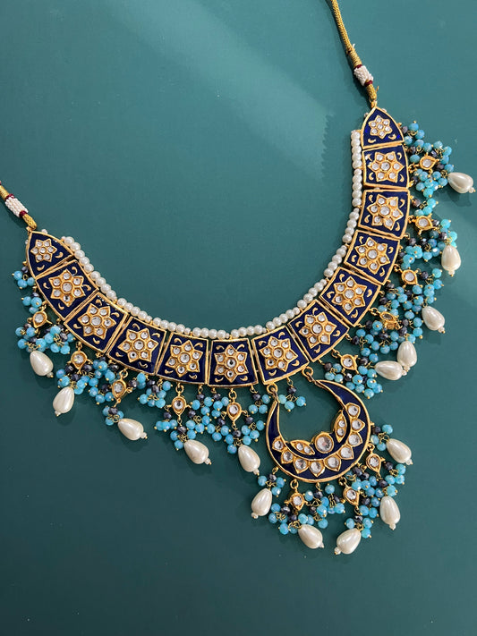 Pakistani Multani thappa necklace in blue