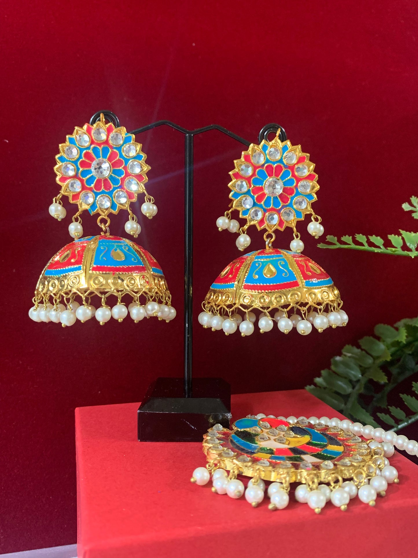 Pakistani rangoli jhumki tikka