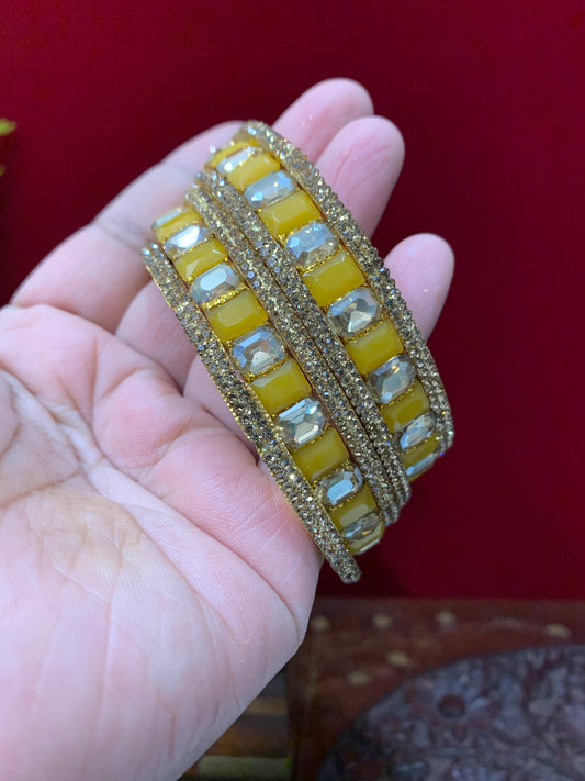 Rhinestone bangle with monalisa stone and crystal work