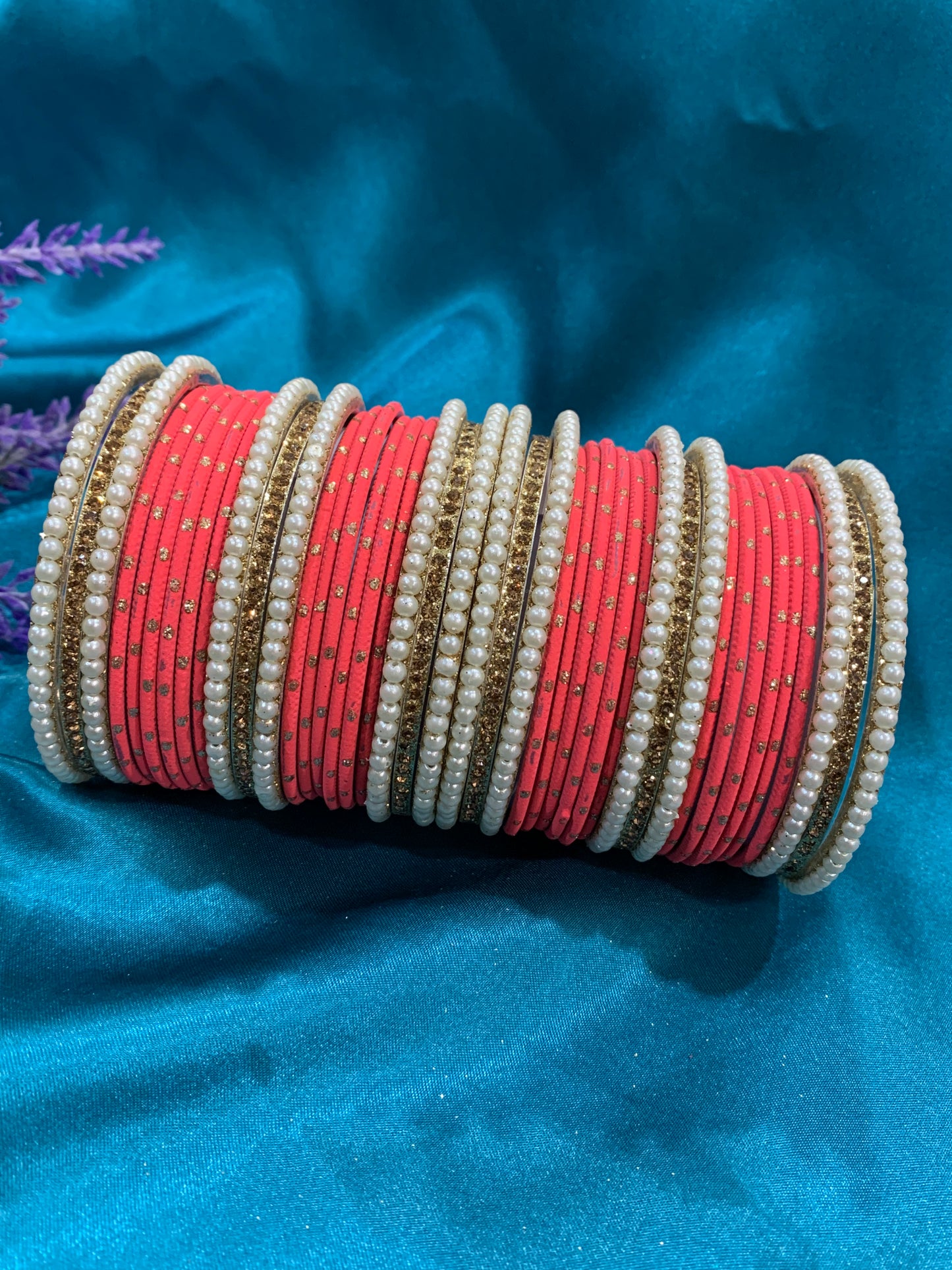 Coral pink bangle set Gulnaz 2.6