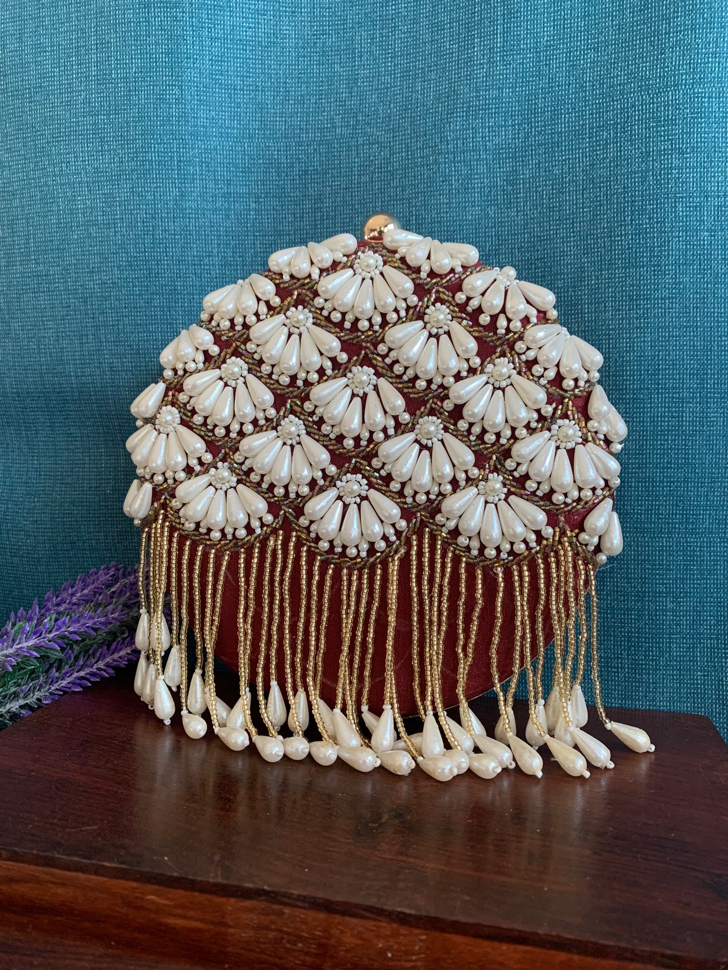 Women handbag/clutch maroon red