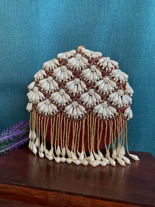 Women handbag/clutch maroon red