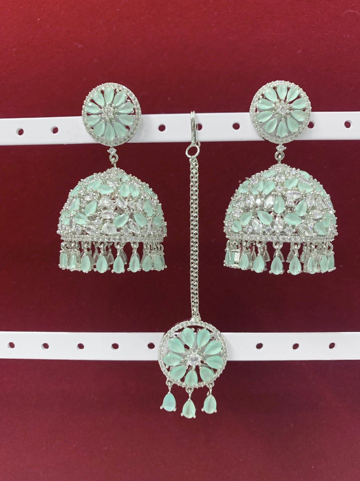 Zina American diamond jhumki Tikka