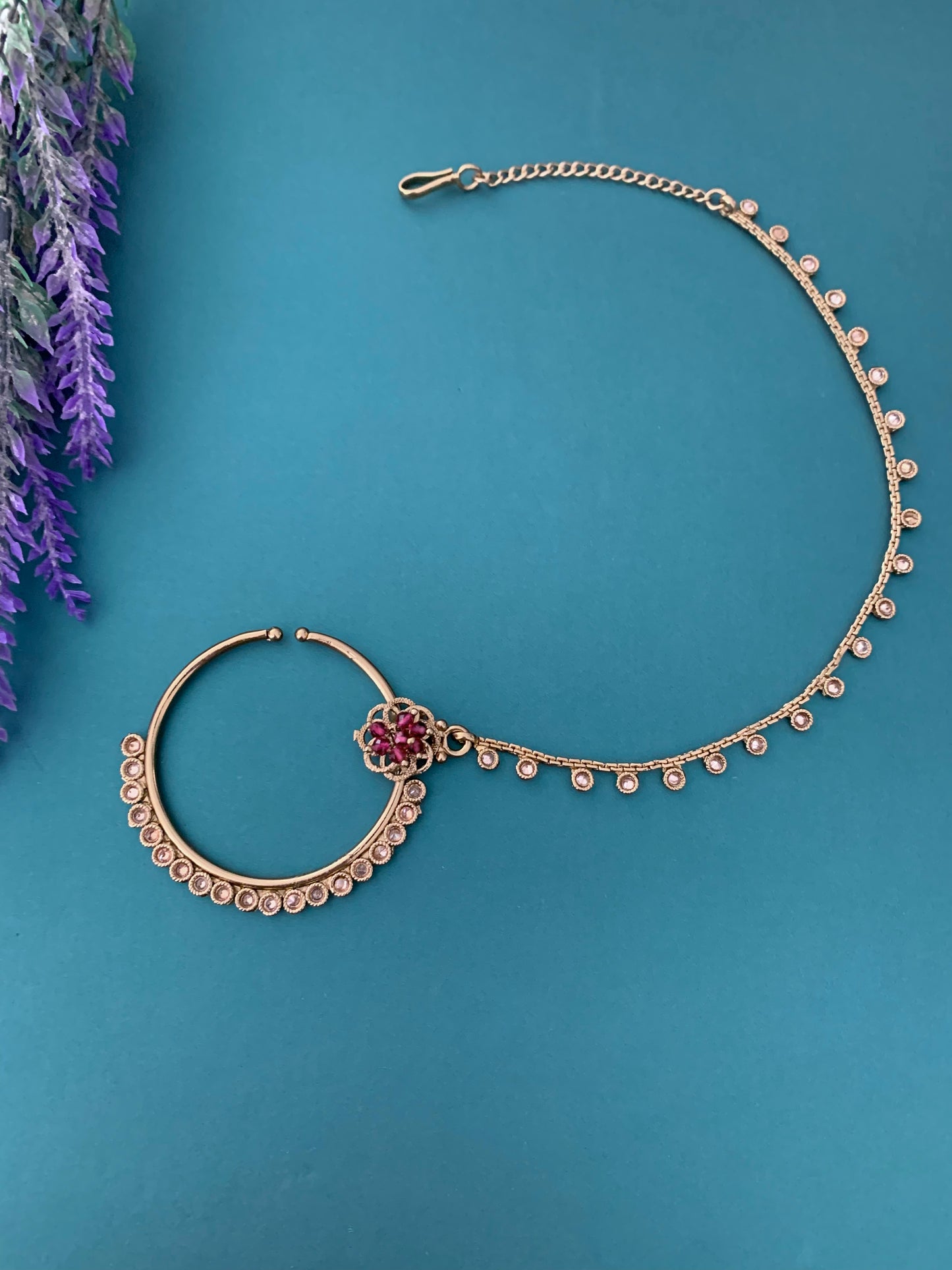 Antique Nath/Nose ring with chain