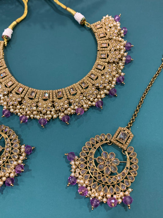 Anuska polki choker in light Purple