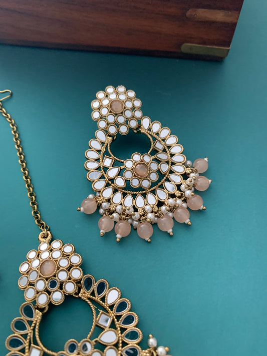 Missy chandbali mirror peach