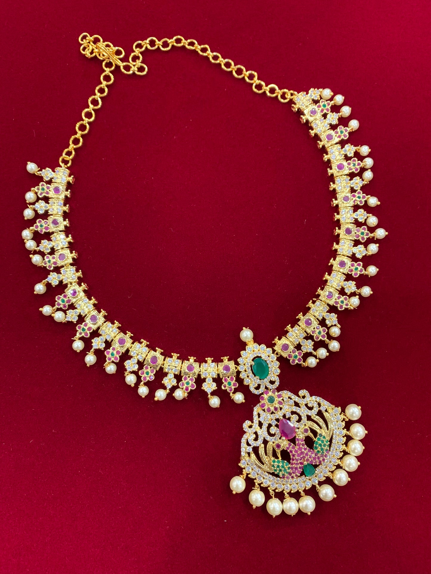 Temple necklace with matching earring