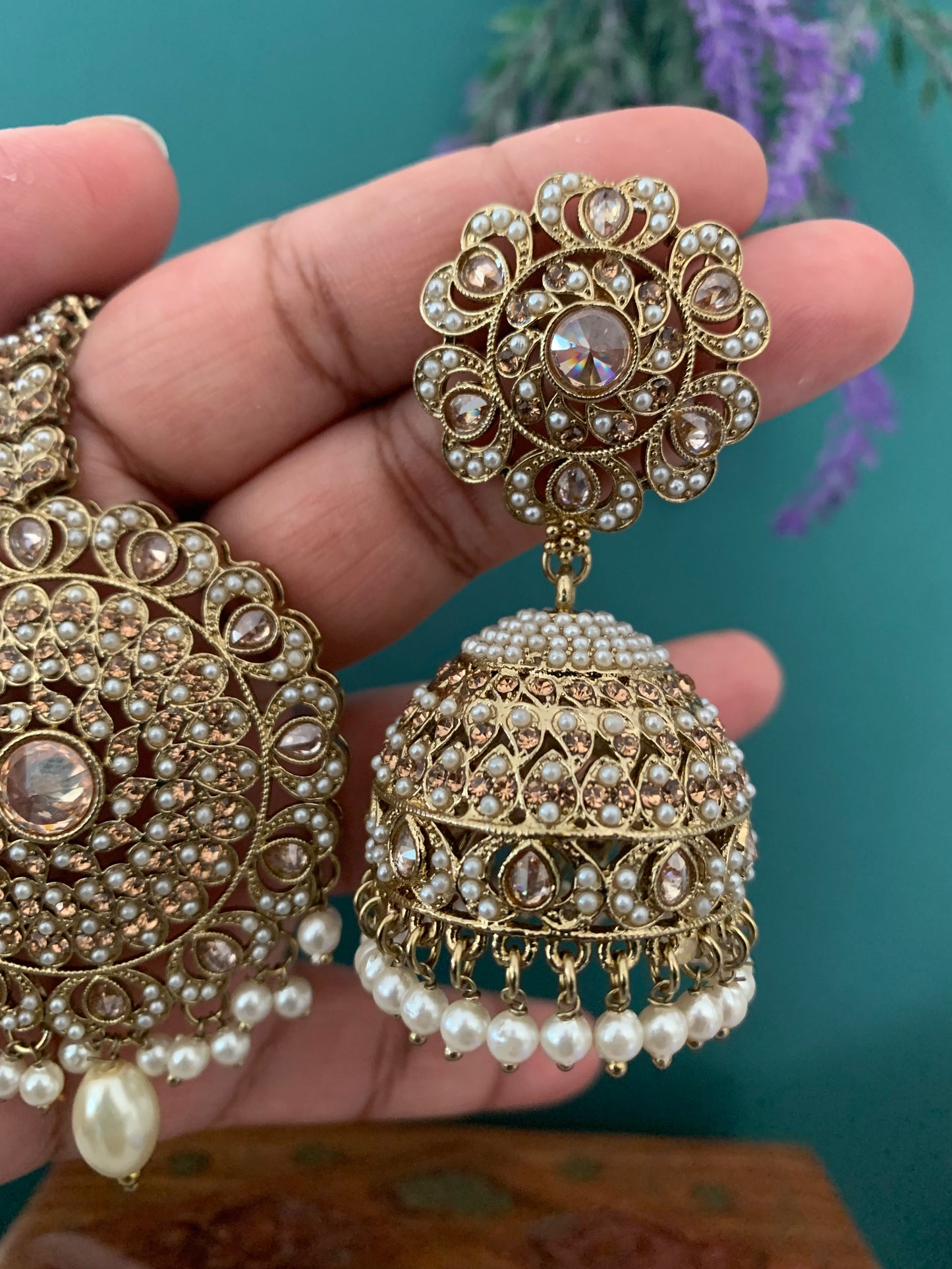 Priya jhumki earring and tikka antique