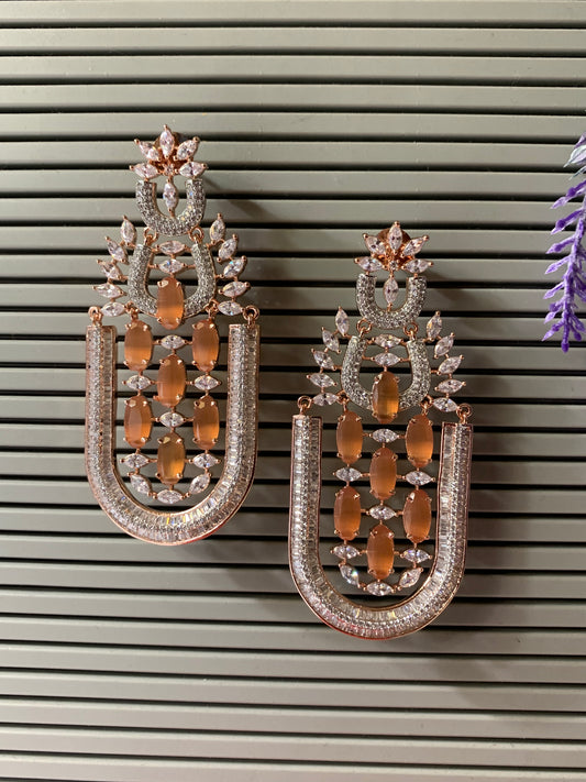 American diamond / AD /CZ earring colored stone details