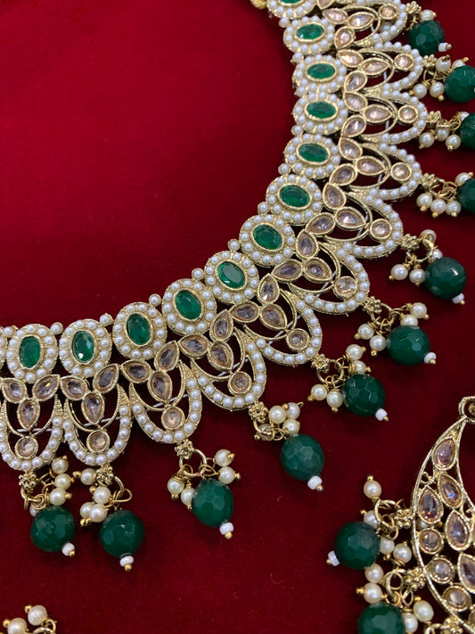 Reverse polki necklaces Tabu in emerald green