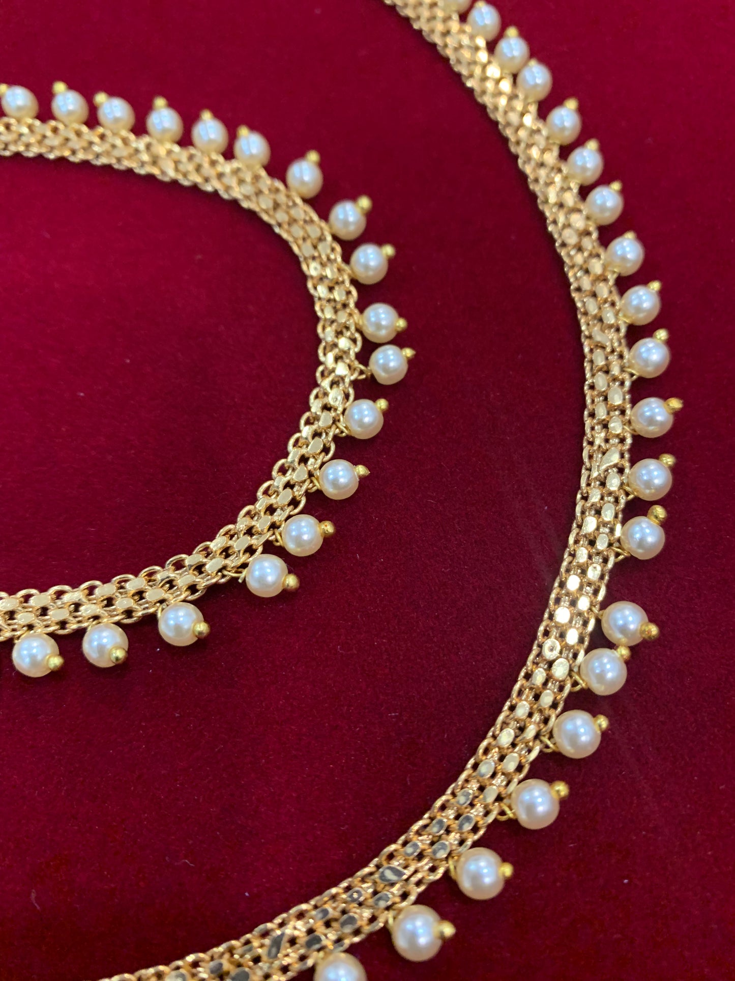 Gold plated anklet with pearl